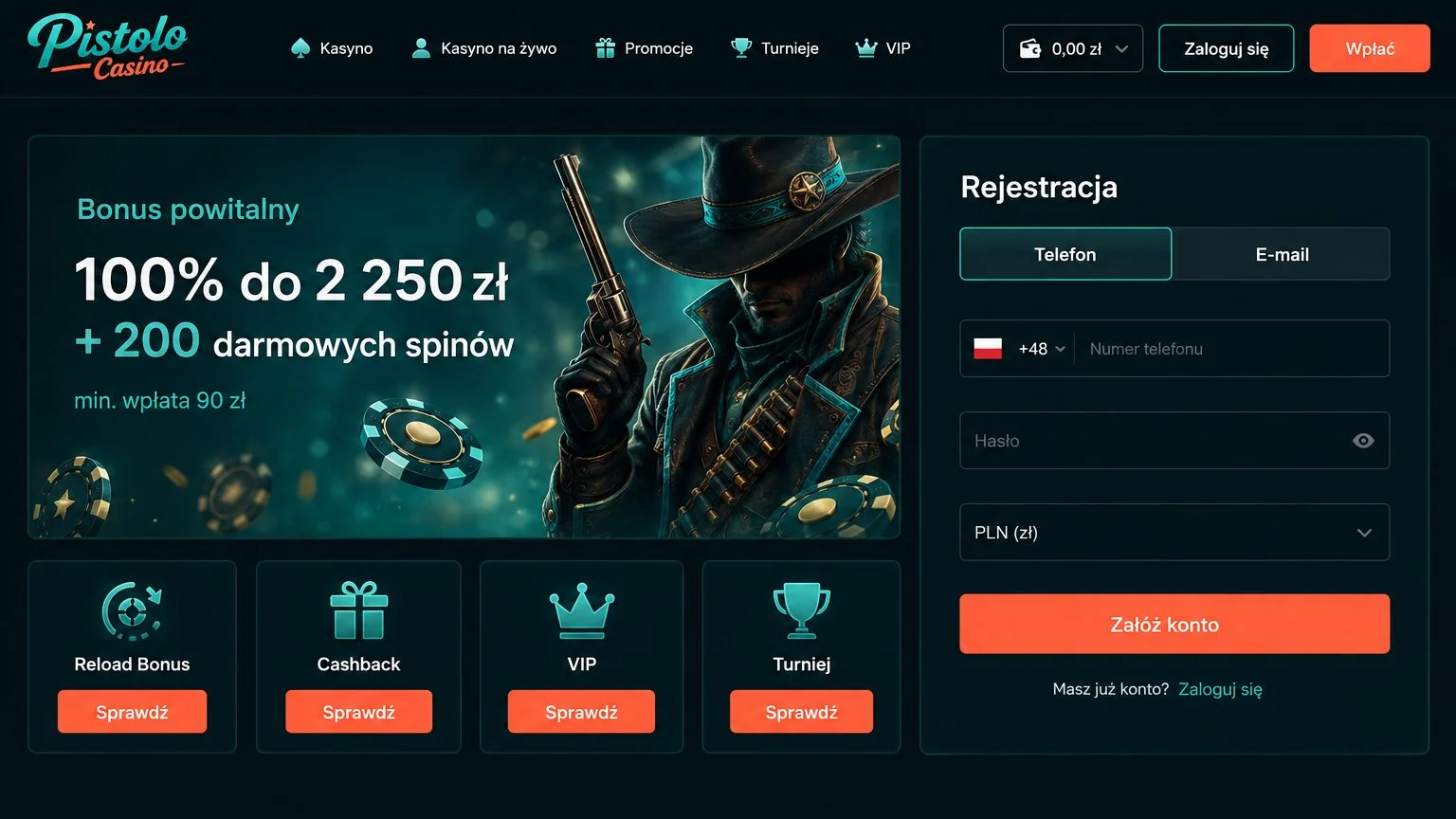 Rejestracja konta w Pistolo Casino i pistolo casino login