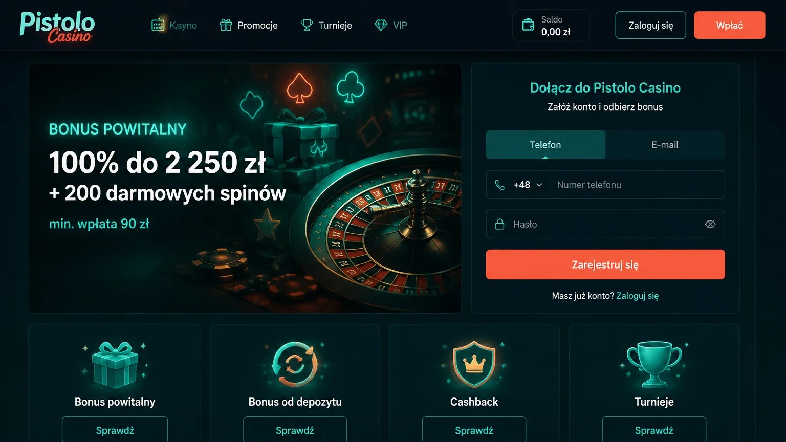 Aplikacja mobilna Pistolo Casino i pistolo casino login